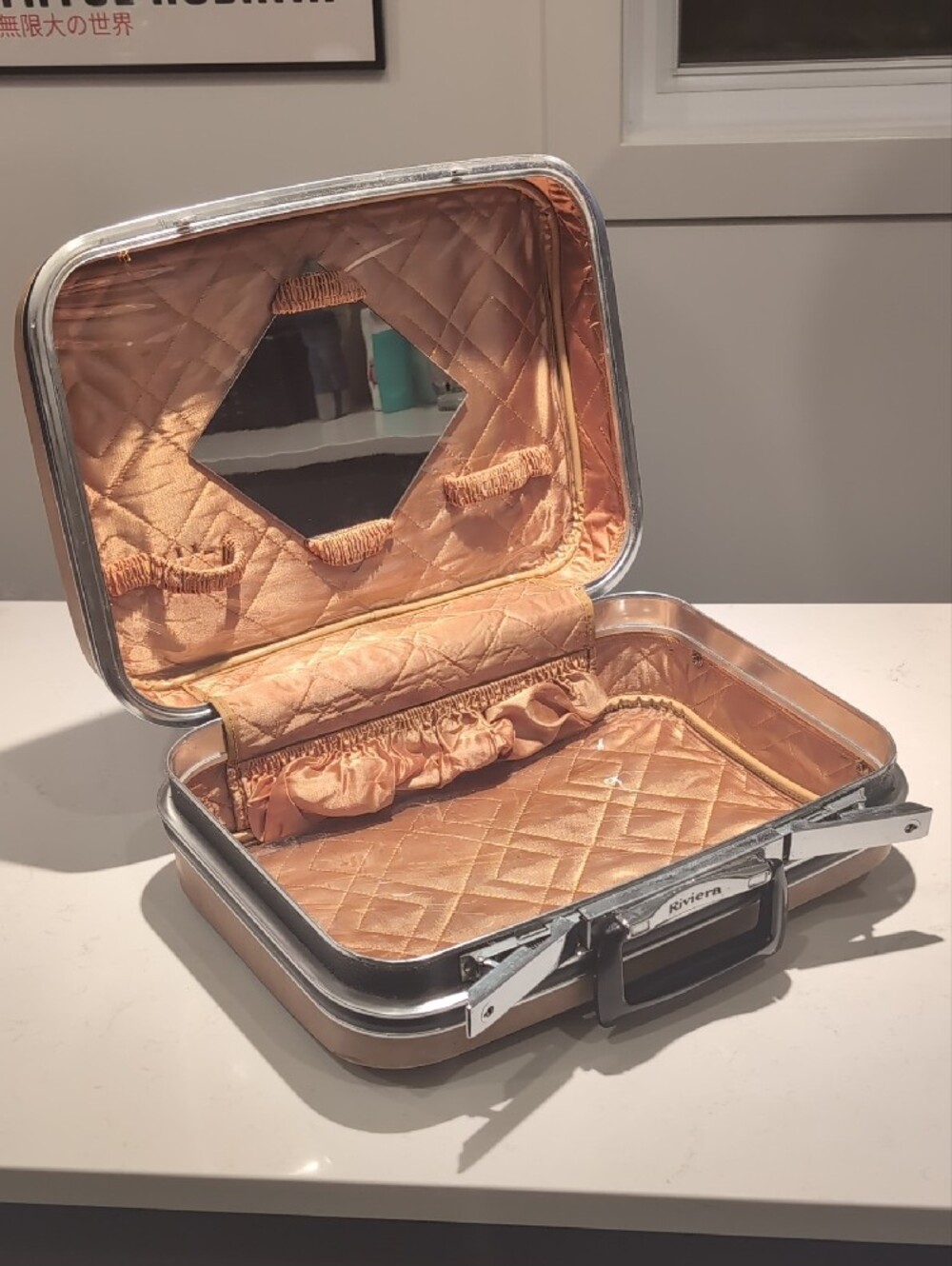 Riviera Tan Travel Case with Silver Trim